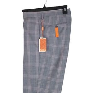 Tallia Men's Slim-Fit Stretch Wool Suit Pants Grey/Pink Plaid 30x32 NWT